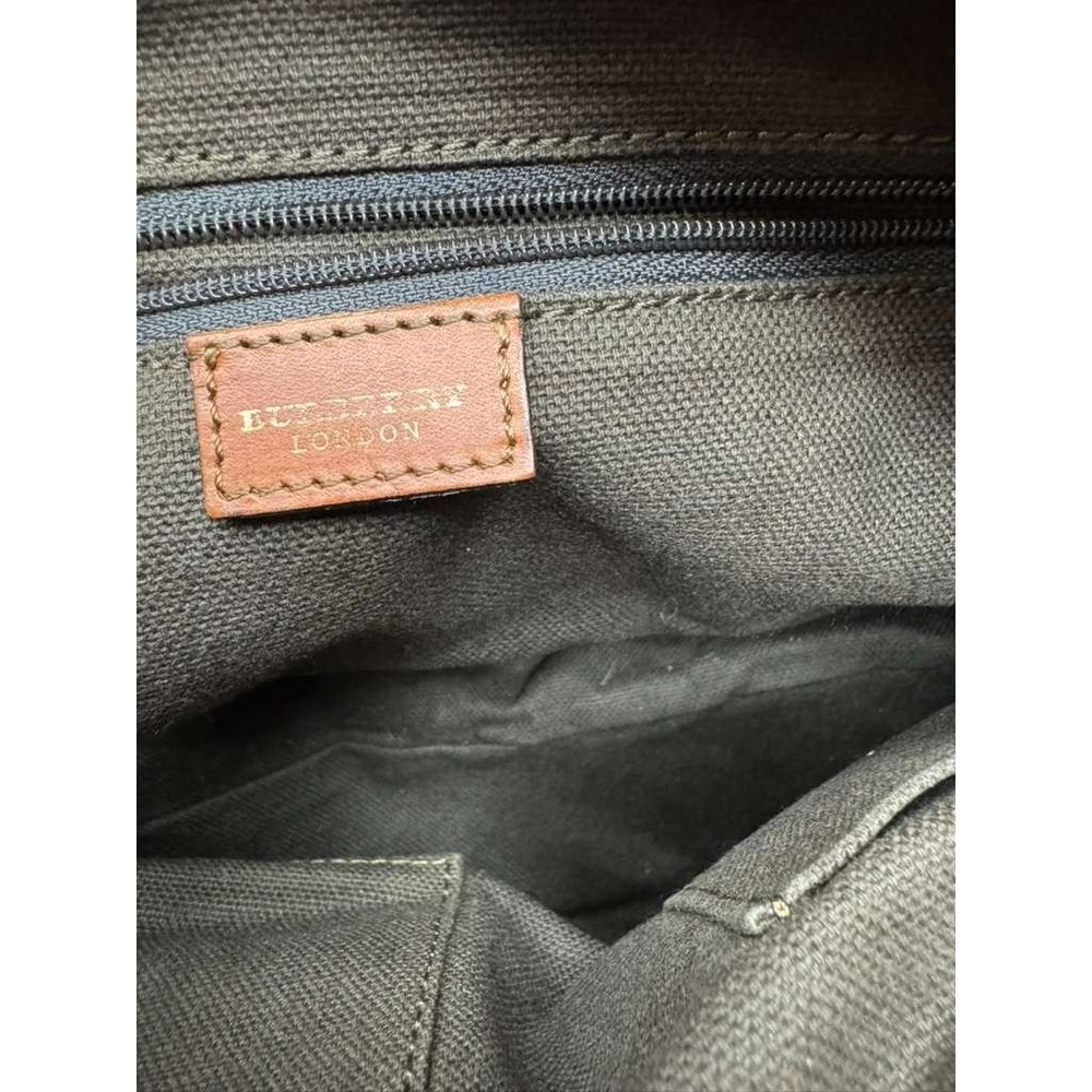 Vintage Burberry London Women' s Canvas Leather Trim Top Handle Bag‎ Navy Blue - Picture 9 of 16